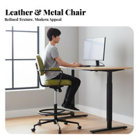 360-Degree rotate Adjustable Highposterior Rolling Stool Ergonomic Design Rolling Drafting Chair with Footrest Support Office Furniture Thick Cushioned Seat for Standing Desk Users, Architects, Students, Counter-Height Tables, creative workspace