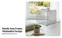 Hollow Cube End Table Multi-Functional Metal Wire Cube Table Floor-Standing Minimalist Iron Rod Shelf for Living Room, Bedroom, Entryway