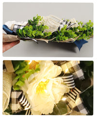 亚马逊 人造牡丹花蝴蝶结泪珠花环 农舍户外婚礼家庭派对装饰壁挂