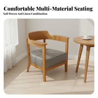 Woven Rope Lounge Chair Sturdy Wood Frame Indoor Furnishing Foldable Design Floor Protection for Cafe Owners, Adults