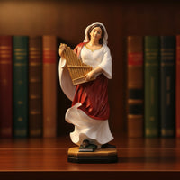Female Musician Figurine Painted Figurine with Organ Instrument Detailed Musician Statue for Collectors, Desk, Cabinet