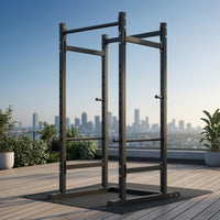 Adjustable Squat Rack with Pull-up Bar Heavy Duty Power Cage Sturdy Workout Machine Stable for Home Gym