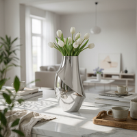 Silver Vase Textured Surface Decorative Vase Easy to Clean Decor Piece for Office