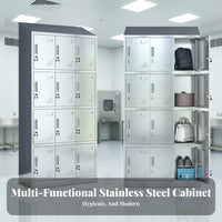Rustproof Stainless Steel Locker Rust Resistant Metal Personnel Locker Dustproof Steel Storage Cabinet Heavy Duty for Employees, Homeowners, Cleanroom, Factory, Laboratory, Hospital