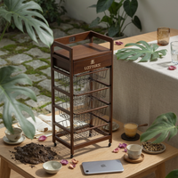 Mobile Wooden Storage Rack Floor-Standing Six-Tier Storage Rack Compact