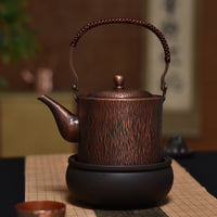 厂家供应提梁款1升纯紫铜壶 手工烧水壶 煮茶壶 中式茶艺壶 批发