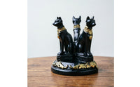 Bastet Figurine Gold Trim Feline Deity Statue Collectible for Desktop, Office