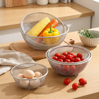 Rice Strainer Stainless Steel Colander, 304 Steel Colander Draining Basket with Thickened Mesh, Nestable Fruit Vegetable Strainer Kitchenware