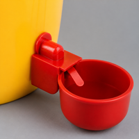 Automatic Chicken Water Dispenser, Poultry Waterer for Duck Goose Quail, Floor Standing Chook Drinker, Yellow Red Synthetic Material
