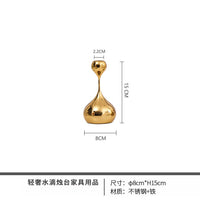 水滴银色烛台摆件轻奢现代创意电镀金属装饰客厅餐厅北欧饰品摆件