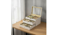 Eyeglass Display Case with Window Three-Tier Glasses Storage Box with Drawers Sunglass Organizer with Drawers Tabletop