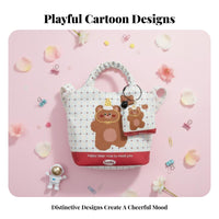 adaptable Cartoon animal Print Handbag Lightweight Small Tote minimalist design Lunch Pouch for Women, Children, Students, Work Commute, Outings, everyday Use, School