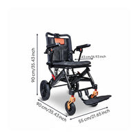 Foldable Reclining Wheelchair Easy to Push Folding Wheelchair Comfortable Seat Lightweight Reclining Transport Chair Adjustable Backrest for Elderly, Seniors, Airport