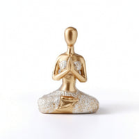 Zen Meditation Figurine Tabletop Meditation Statue with Gold Finish Compact Decor Minimalist for Desk