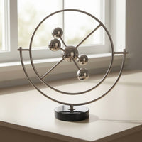 Geometric Sculpture Creative Metal Hoop Sculpture Shiny Sphere Decor for Interior Designers, Office Desk