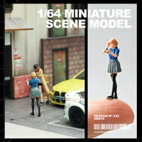 1/64 Scale Resin Miniature Figure of Girl Holding Mirror in Skirt