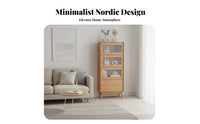 Nordic aesthetic Glass Door Hutch Modern Design Hutch with Glass Doors Floor-Standing bookshelf Large Capacity for Book Lovers, Collectors, Homeowners, Living Room, Home Office