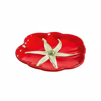 Tomato Shaped Plate Smooth Glaze Produce Motif Tableware Festive Serving Platter for Party