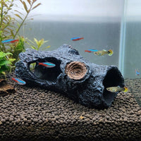 Realistic Driftwood Aquarium Cave Decoration, Large Hollow Tree Trunk Caves and Hides for Aquatic Life, Prawn and Reptiles