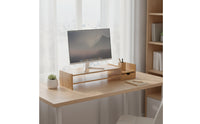 Bamboo Monitor Stand Storage Bamboo Monitor Riser   Desk Organizer with Drawer for Office Workers, Students