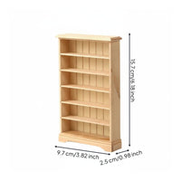 1:12 Scale Wooden Bookshelf Paintable Dollhouse Bookcase Birch Wood Material Small Dollhouse Storage Shelf for Model Hobbyists