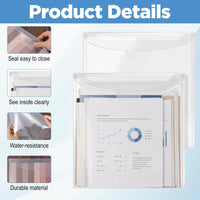 32-Piece Scrapbook Paper Storage Box with 60 Adhesive Index Labels, Clear Plastic Craft Paper Organizer