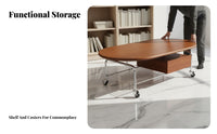 Movable with casters double-decker Oval Cart mid-1900sera Modern design Center Table Easy Assembly Household Furniture for Homeowners, Interior Design aficionados, Apartment Dwellers, Living Room, Lounge, Reception Area, Office
