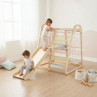 Climbing Frame with Slide Educational Indoor Playground with Slide Compact Wooden Activity Gym for Young Children, Children, Playroom, Nursery
