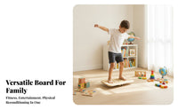 Anti-Slip Bottom Maze Balance Board Engraved Foot Outlines Wooden Balance Board Steel Balls Exercise Equipment Rounded Corners