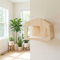 Wall Mounted Cat Shelf with Enclosed House and Hammock, 5-Level Activity Tree