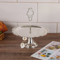 Dessert Stand with Handle Polished Serving Tray Round for Buffets, Party Hosts