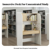 Single Person Study Cubicle Study Carrel Study Furniture Individual Learning Station with Privacy Screen and Storage Suitable for Student Dormitory Home Workspace Library Office