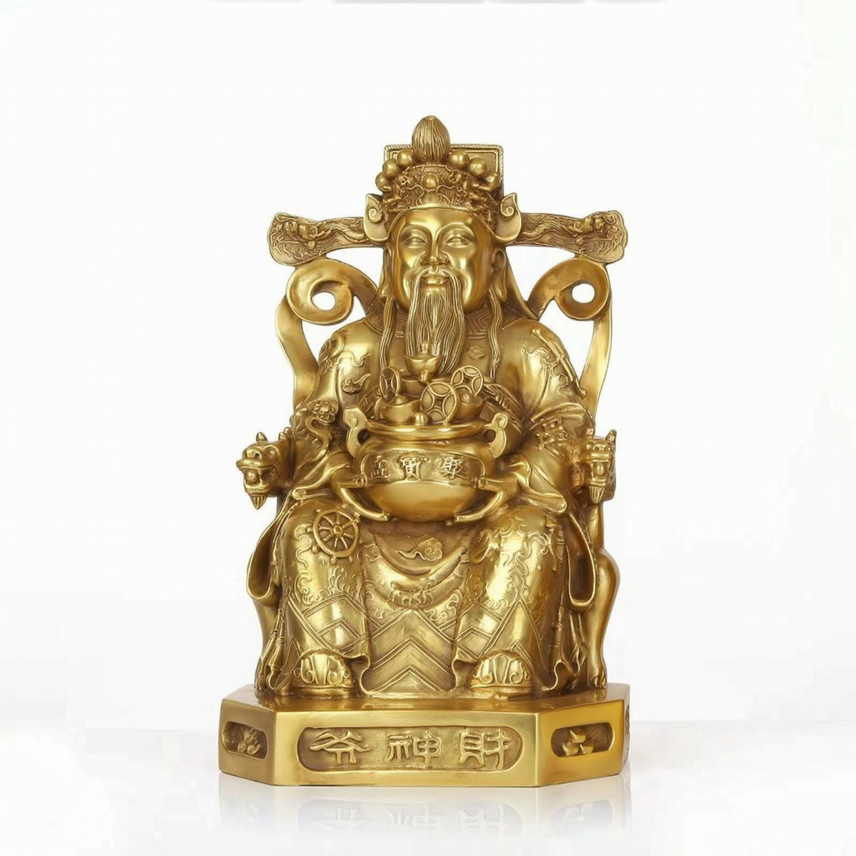 Wealth Gold Statue Brass-Toned Gold of Prosperity Statue Polished Figurine with Base Ingot Ornament for Believers, Entryway
