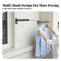 Foldable Hanging Clothes Rack No-Drill Installation Laundry Accessory Retractable sturdyDuty for Apartment Dwellers, Homeowners