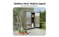 Rust-Resistant complimentarystanding Janitorial Cupboard Waterproof 2-Door Utility Cupboard adaptable Storage Cabinet sunlight resistant for Property Managers, DIY hobbyists, Balcony, Outdoors, Garage, Workshop