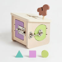Natural Wooden Shape Sorter with Locks Educational Child-Centered Busy Box Interactive Wooden Shape Sorter Sturdy for Toddlers
