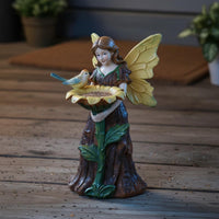 Bird Feeder Fairy Feeder Ornamental Outdoor Decor Hand-Painted Figurine for Patio
