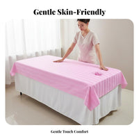 Massage Table Sheet with Face Hole Dense-Weave Weave Massage Sheet with Face Hole Satin Stripe Design Spa Bed Cover for Estheticians, Spas