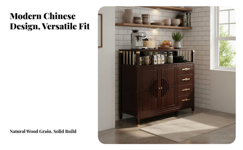 Dining Room Buffet Sideboard Multi-Functional Kitchen Storage Cabinet Large Capacity Freestanding Tea Bar Cabinet for Homeowners, Hallway, Home Office