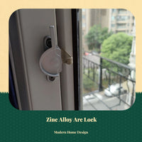 Sliding opening lock, security latch for door panels, zinc alloy, child protection, easy installation