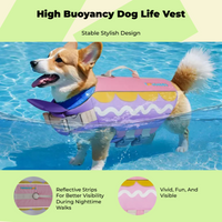 Dog Life Jacket, High-Buoyancy, Adjustable, Reflective