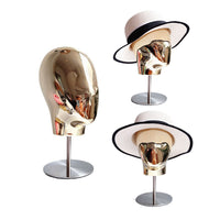 Silver Electroplated Head Model Hat Display Stand with Metal Base