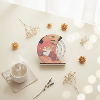 Wooden Perpetual Calendar Natural Wood Round Rotating Calendar Reusable