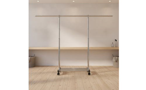 Freestanding Rolling Clothes Rack with Shelf Lockable Clothes Rack with Wheels Space-Saving Storage Furniture Portable for Balcony