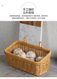 姜蒜收纳筐编织挂篮厨房生姜蒜头葱鸡蛋水果壁挂篮仿藤收纳盒