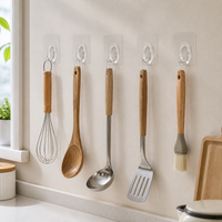 Wall Hooks for Australian Renters, 5kg Heavy Duty Clear Adhesive Hooks, 7x7cm No Drill Round Hooks for Kitchens, Bathrooms & Office