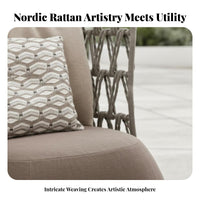 4 Pieces 4-Piece Woven Rope Conversation Set Nordic and design Outdoor Furniture Weather-Resistant Garden Lounge Group for Homeowners, Balcony, Patio, Deck