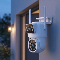 Outdoor WiFi Camera with Antennas Wireless Two-lensLens Camera Compact Hardwired for Home Entrance, Courtyard, Warehouse