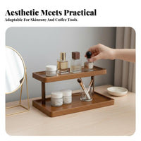 Tiered Wooden Display Rack adaptable Tiered Desktop Stand Natural Aesthetic