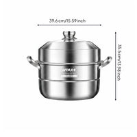 Induction Compatible 304 Stainless Steel Steamer Pot Glass Lid Steaming Basket Thickened Kitchenware for Gas Cooktop